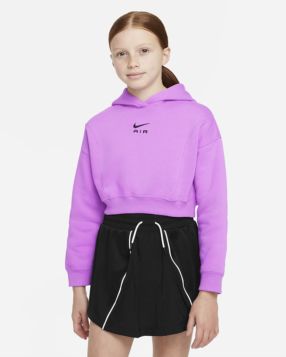 Nike Air Big Kids Girls French Terry Cropped Hoodie